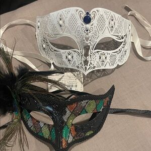 Elegant White and Black Masquerade Masks
